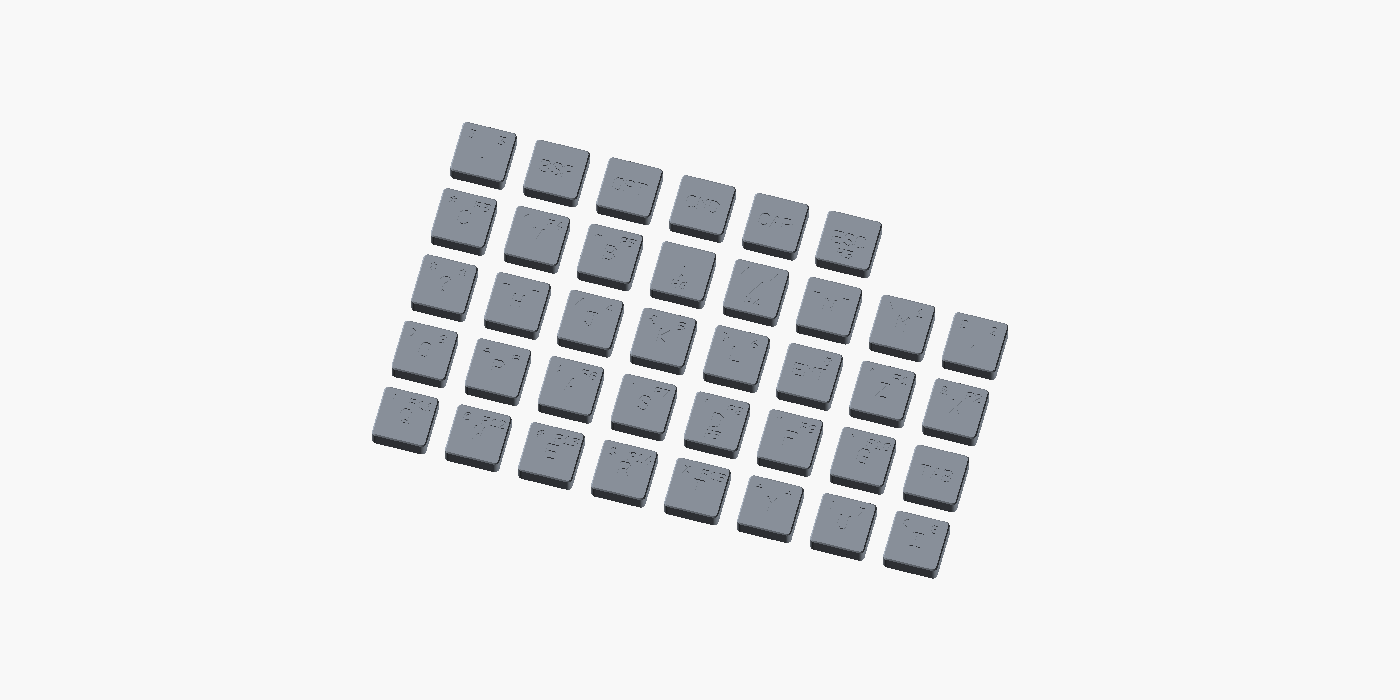Codexと作った文字入りキーキャップ38個の3Dモデル
